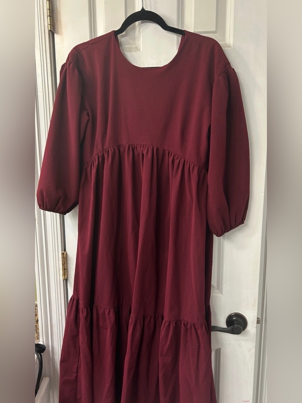 Dainty Jewells Burgundy Tiered Midi Dress